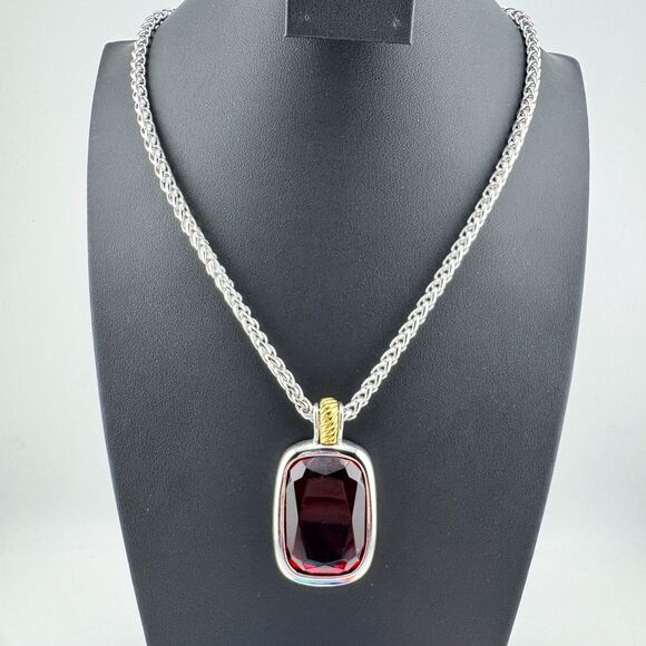 Signed Joan Rivers Interchangeable Glass Gem Necklace 9 Colors Silver Tone Chain - Picture 3 of 14